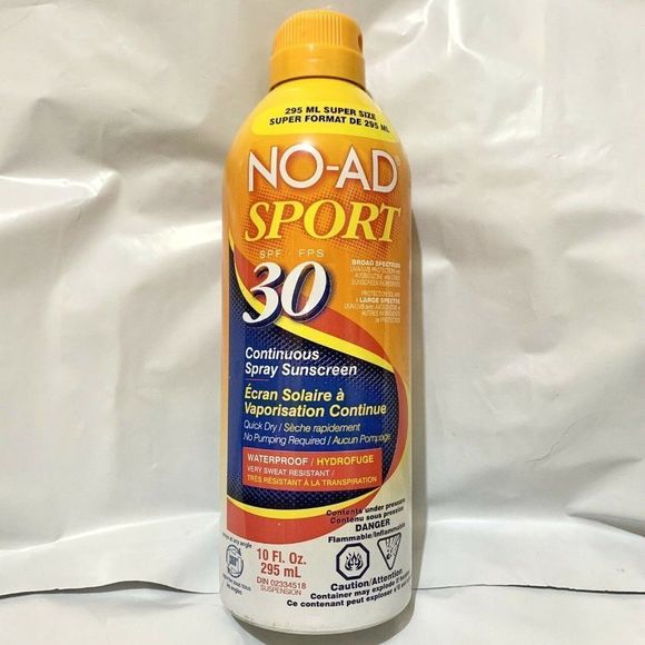 No-ad Sport SPF 30 Sunscreen Continuous Spray 10 oz Waterproof Broad Spectrum - Picture 1 of 3